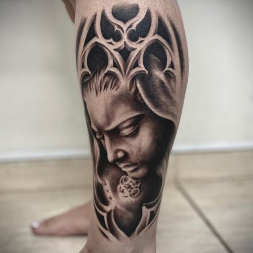 Tatuagem Perna Preto e Cinza